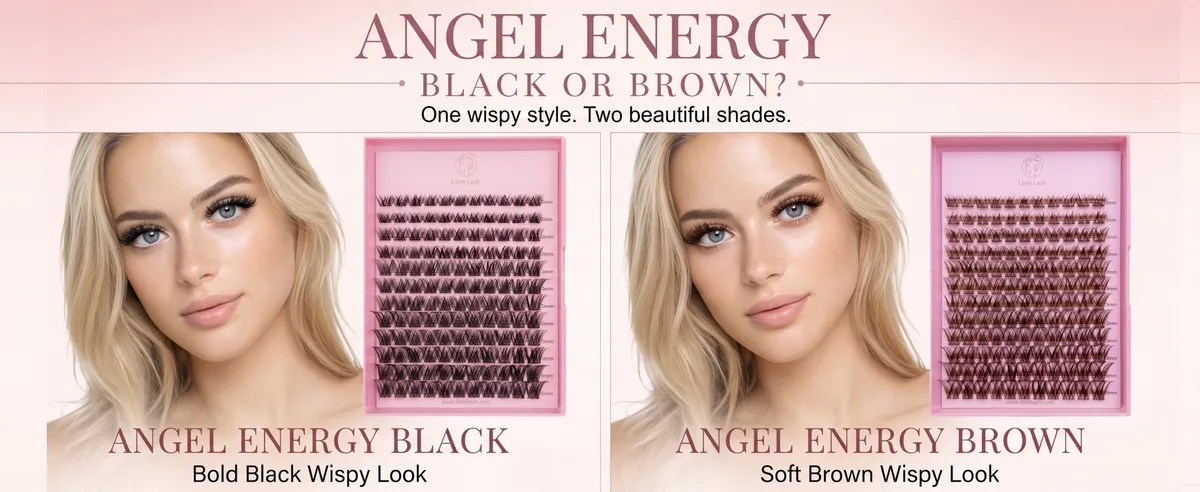 Cluster-Wimpern Angel Energy in Schwarz und Braun